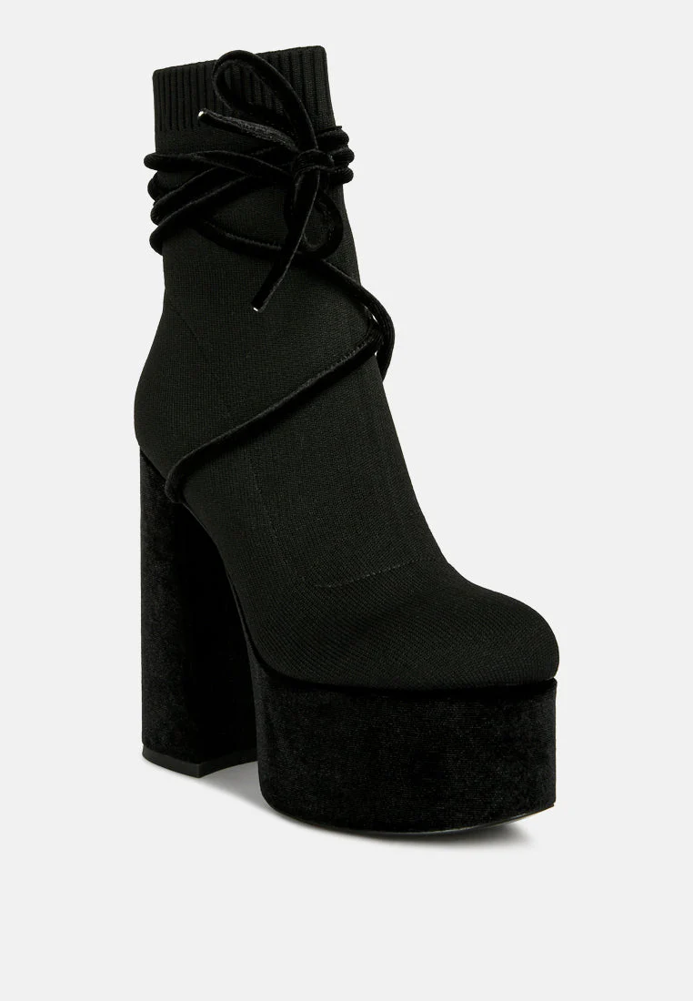 after pay high heel velvet knitted boot by London Rag - Image 7