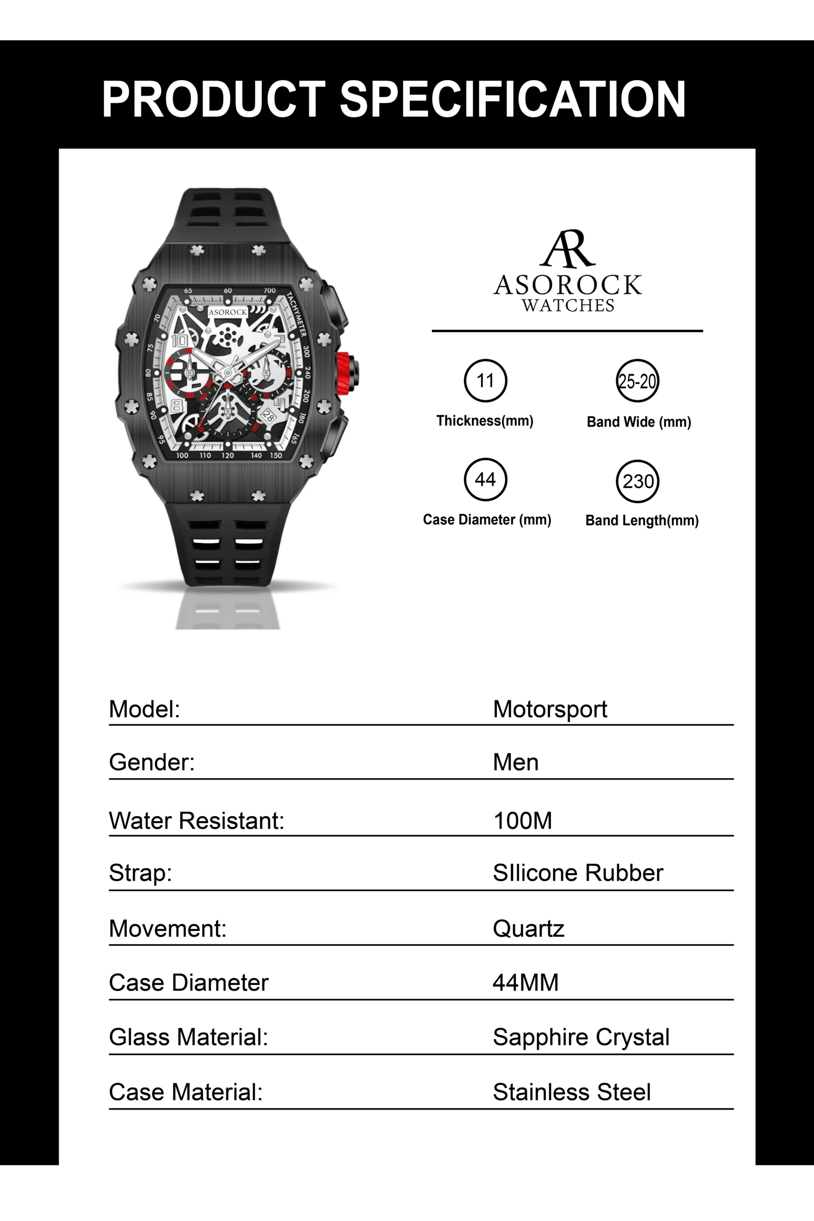 All Black Motorsport by ASOROCK WATCHES - Image 9