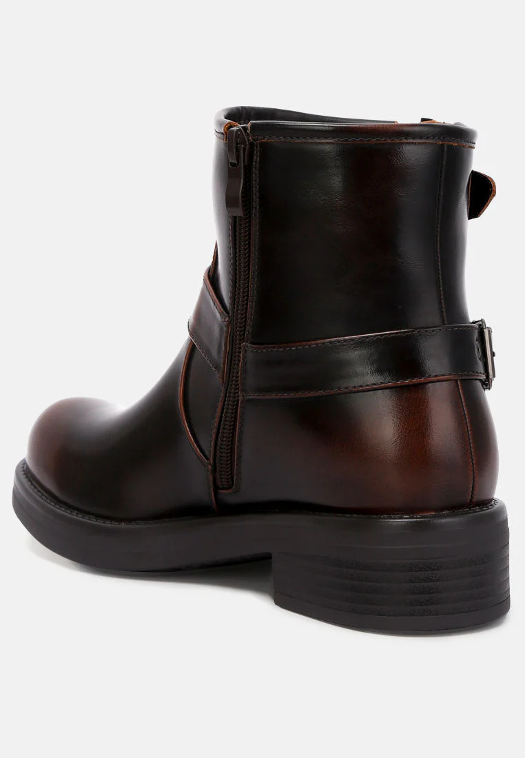 allux brushed faux leather pin buckle boots by London Rag - Image 4