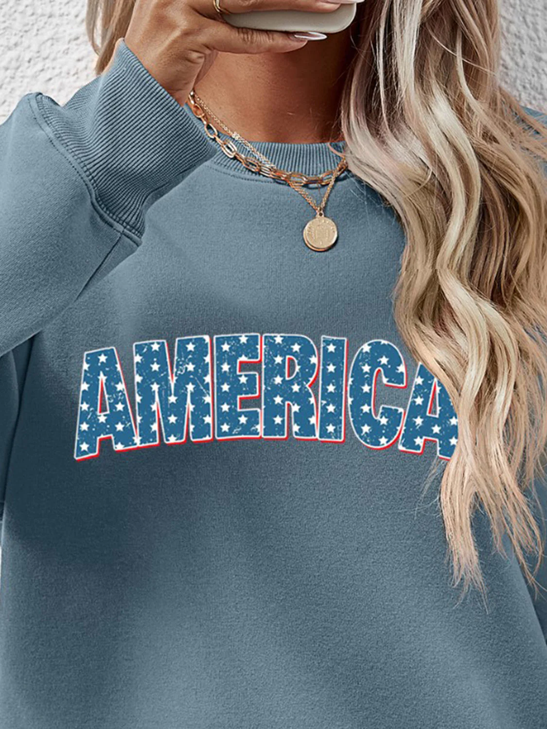 AMERICA Round Neck Dropped Shoulder Sweatshirt - Image 14
