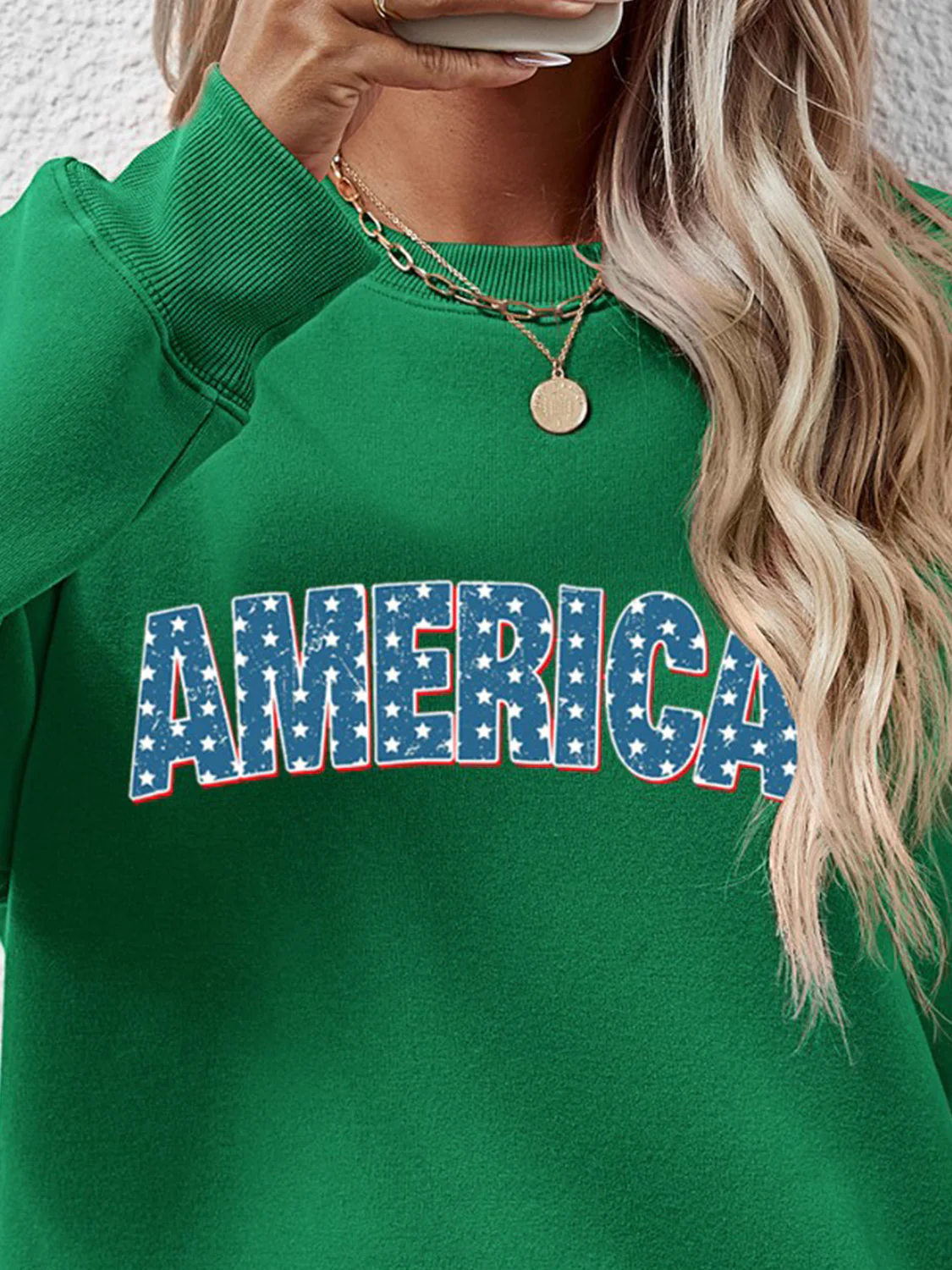 AMERICA Round Neck Dropped Shoulder Sweatshirt - Image 23