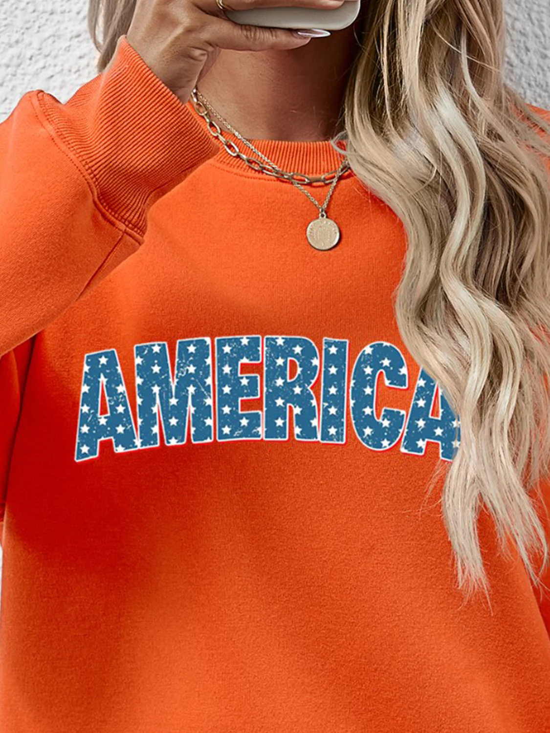 AMERICA Round Neck Dropped Shoulder Sweatshirt - Image 26
