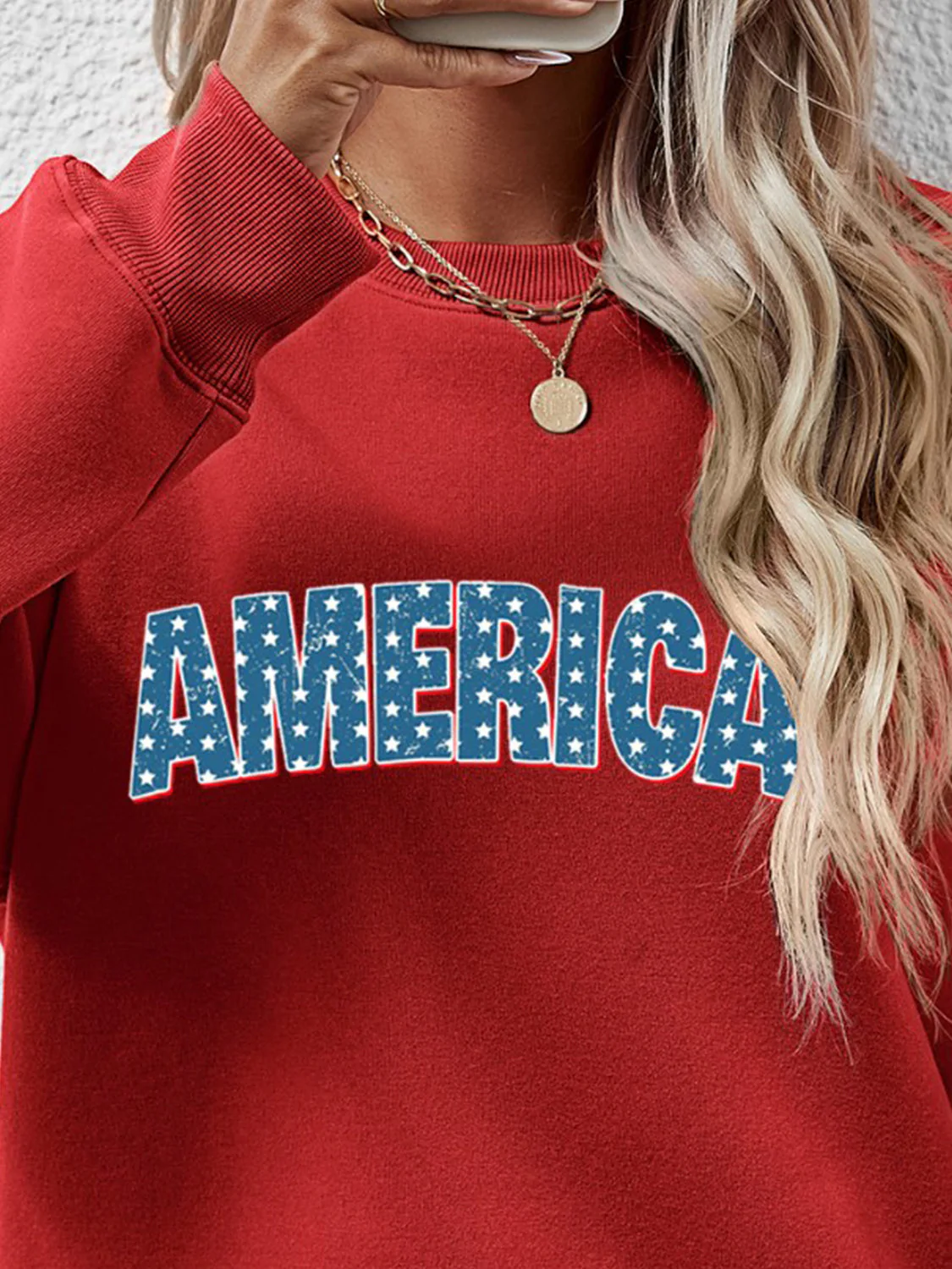 AMERICA Round Neck Dropped Shoulder Sweatshirt - Image 3