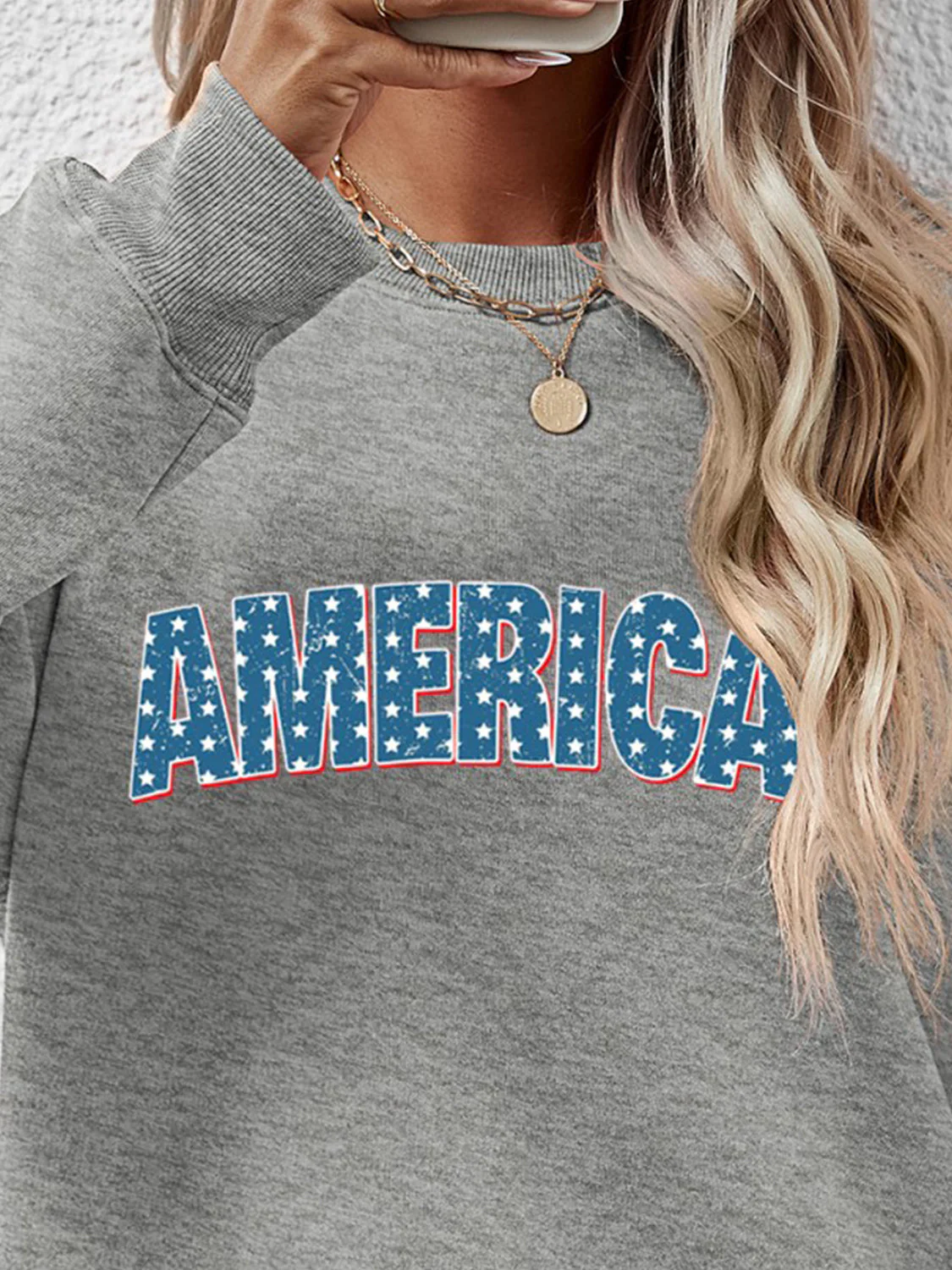 AMERICA Round Neck Dropped Shoulder Sweatshirt - Image 5