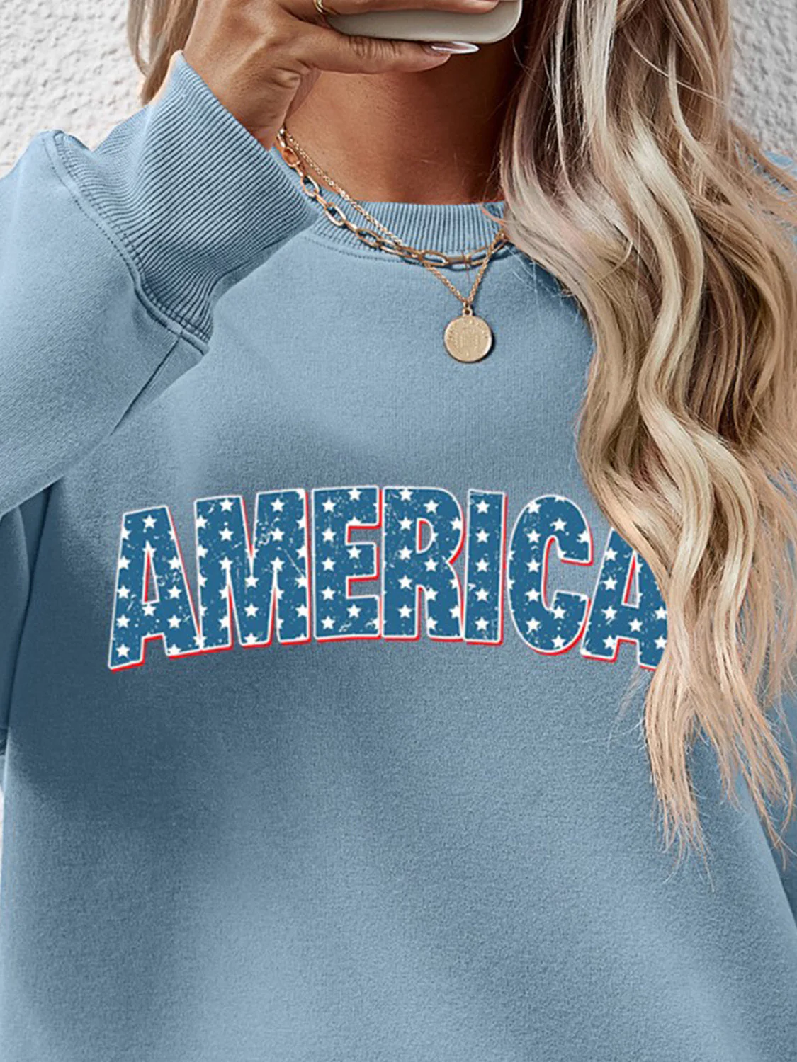 AMERICA Round Neck Dropped Shoulder Sweatshirt - Image 8