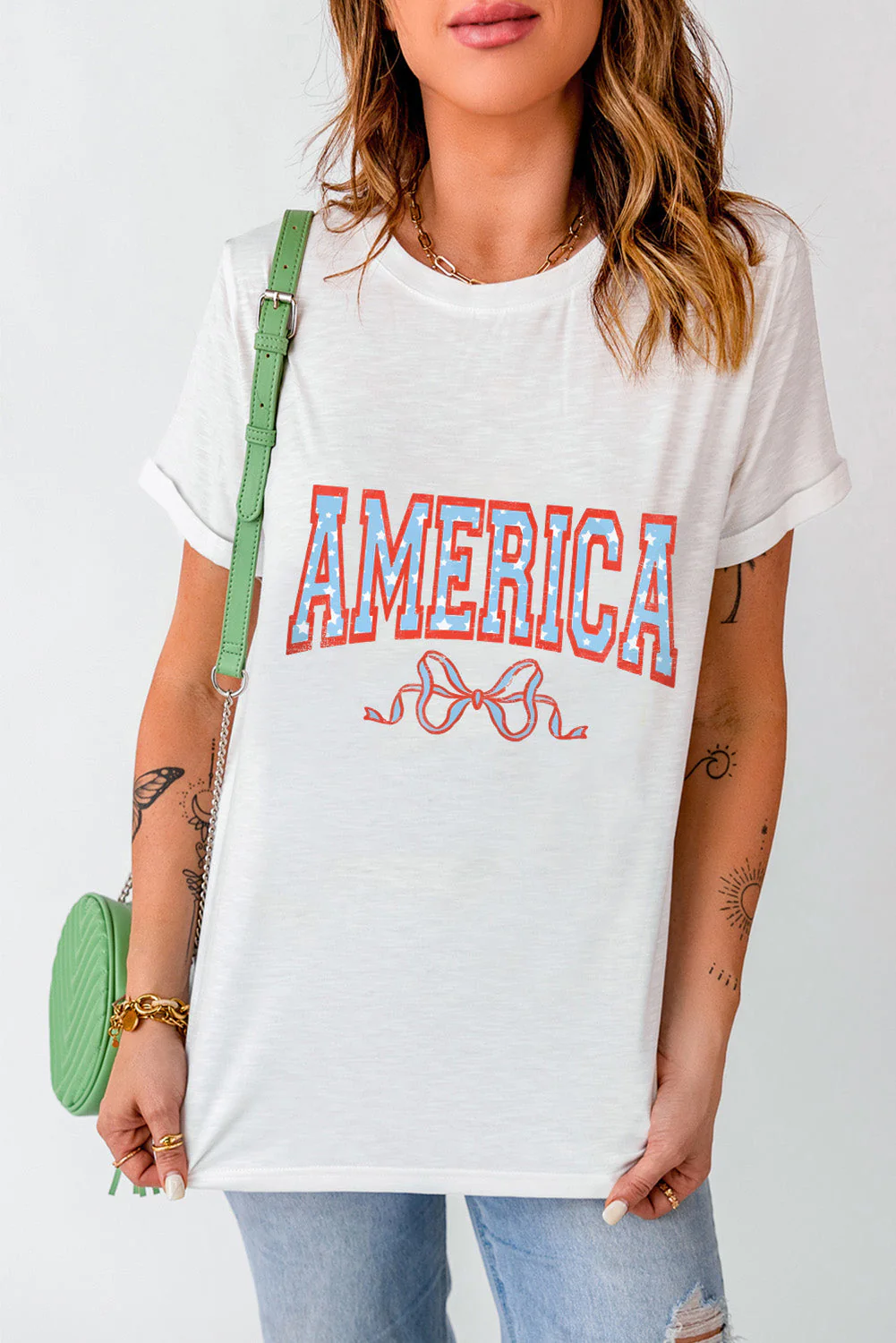 AMERICA Round Neck Short Sleeve T-Shirt - Image 2