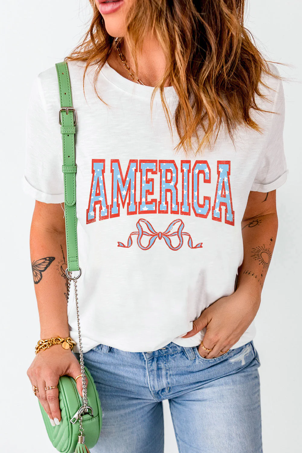 AMERICA Round Neck Short Sleeve T-Shirt - Image 3