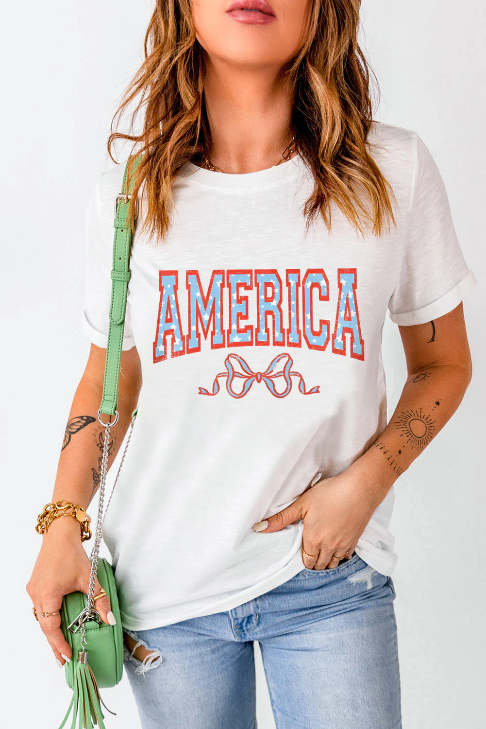 AMERICA Round Neck Short Sleeve T-Shirt - Image 4