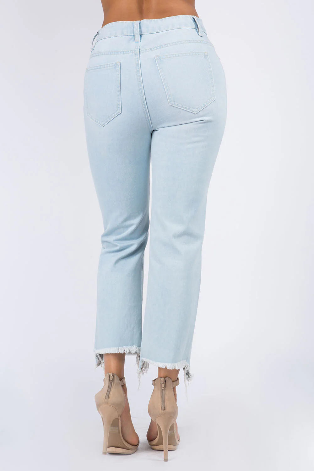 American Bazi High Waist Distressed Raw Hem Jeans - Image 2