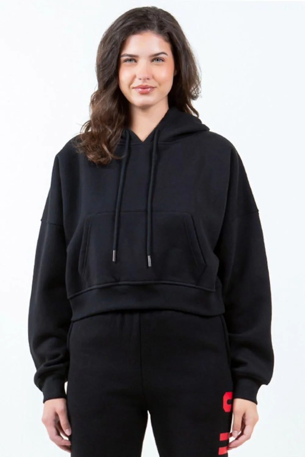 American Bazi Letter Graphic Long Sleeve Drawstring Cropped Hoodie - Image 2