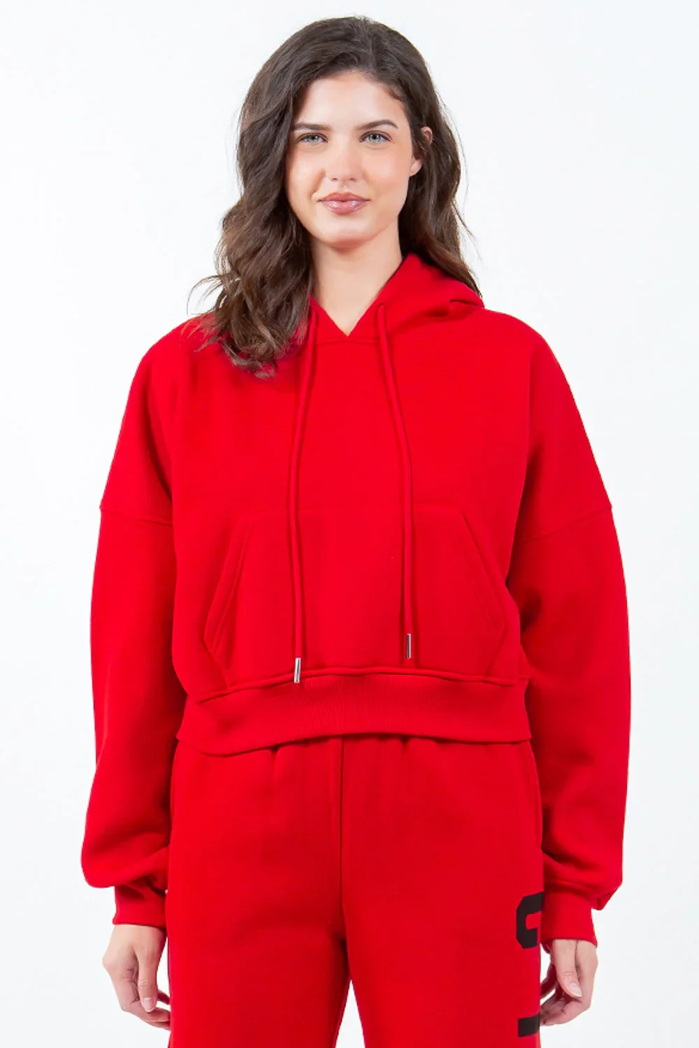 American Bazi Letter Graphic Long Sleeve Drawstring Cropped Hoodie - Image 3