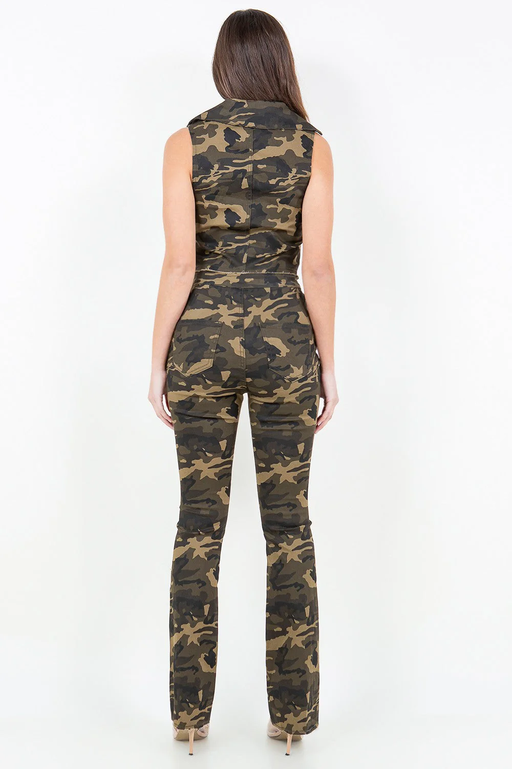 American Bazi V-Cut Ruched Camo Flare Pants - Image 2