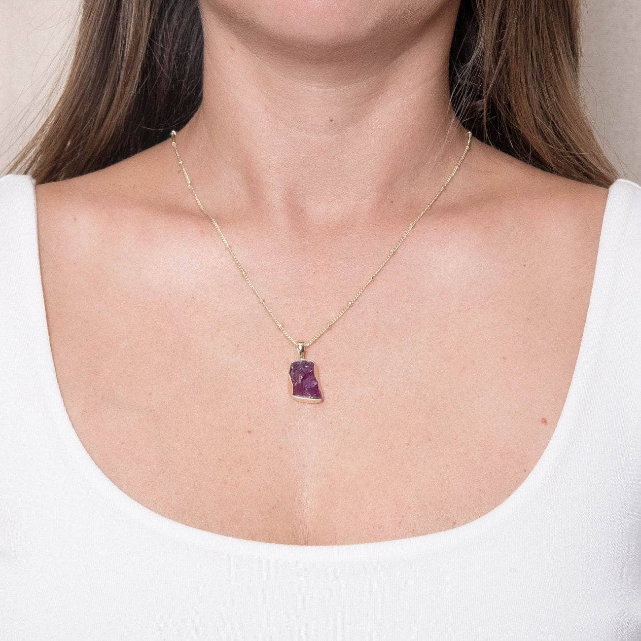Amethyst Raw Crystal Necklace by Tiny Rituals - Image 2