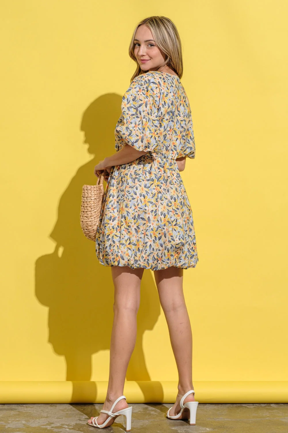And The Why Full Size Floral Surplice Puff Sleeve Dress - Image 2
