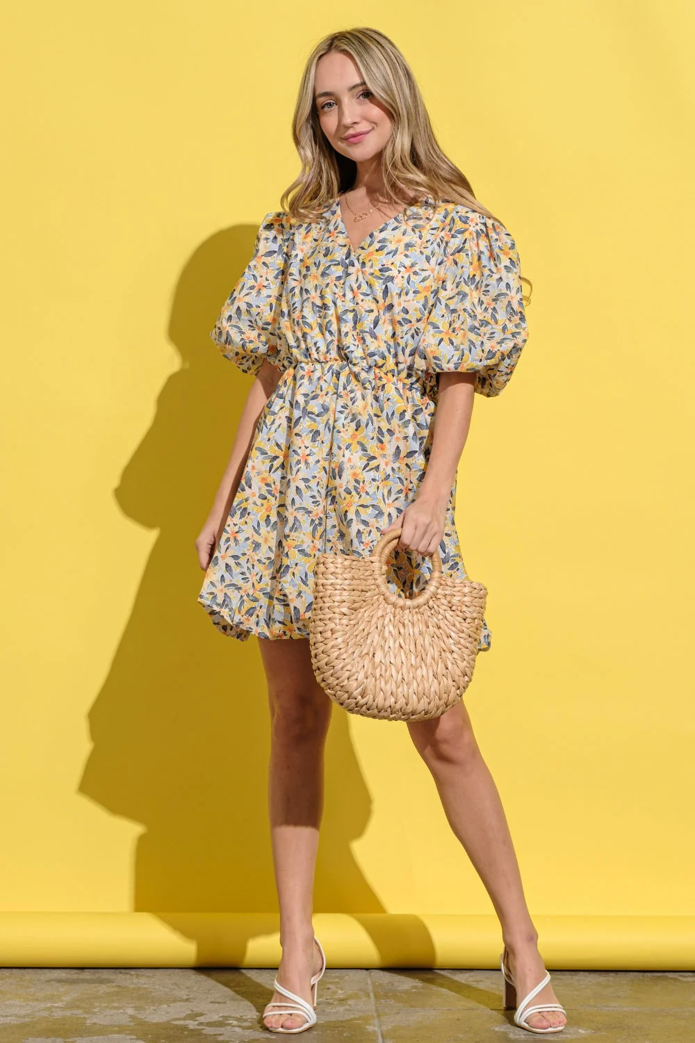 And The Why Full Size Floral Surplice Puff Sleeve Dress - Image 3