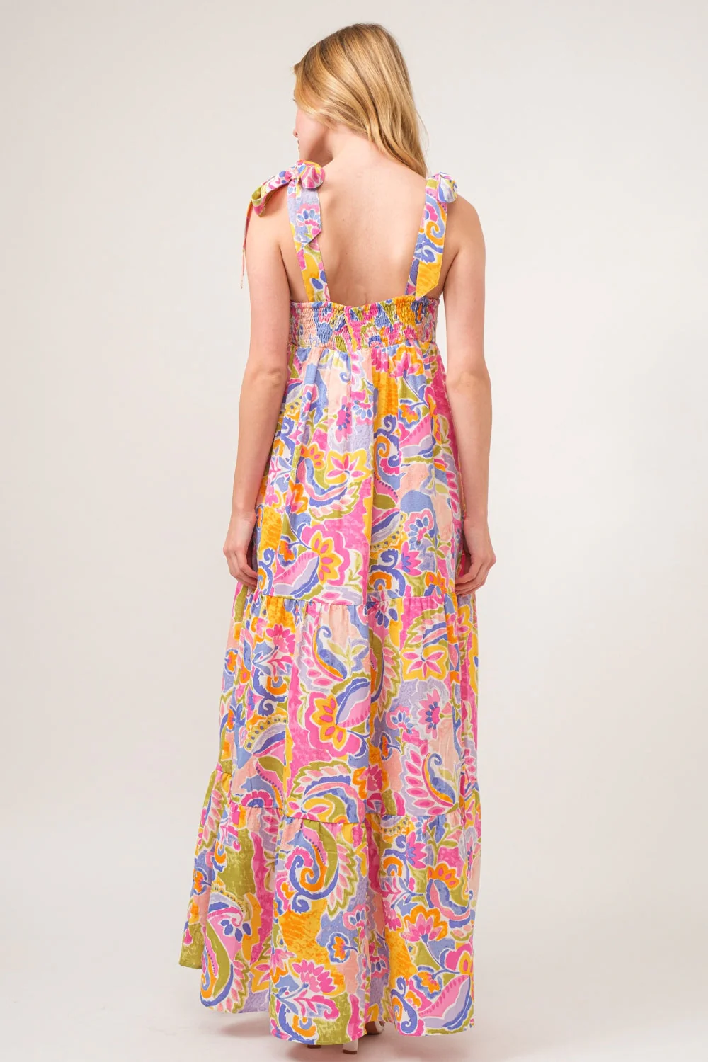And The Why Full Size Printed Tie Shoulder Tiered Maxi Dress - Image 2