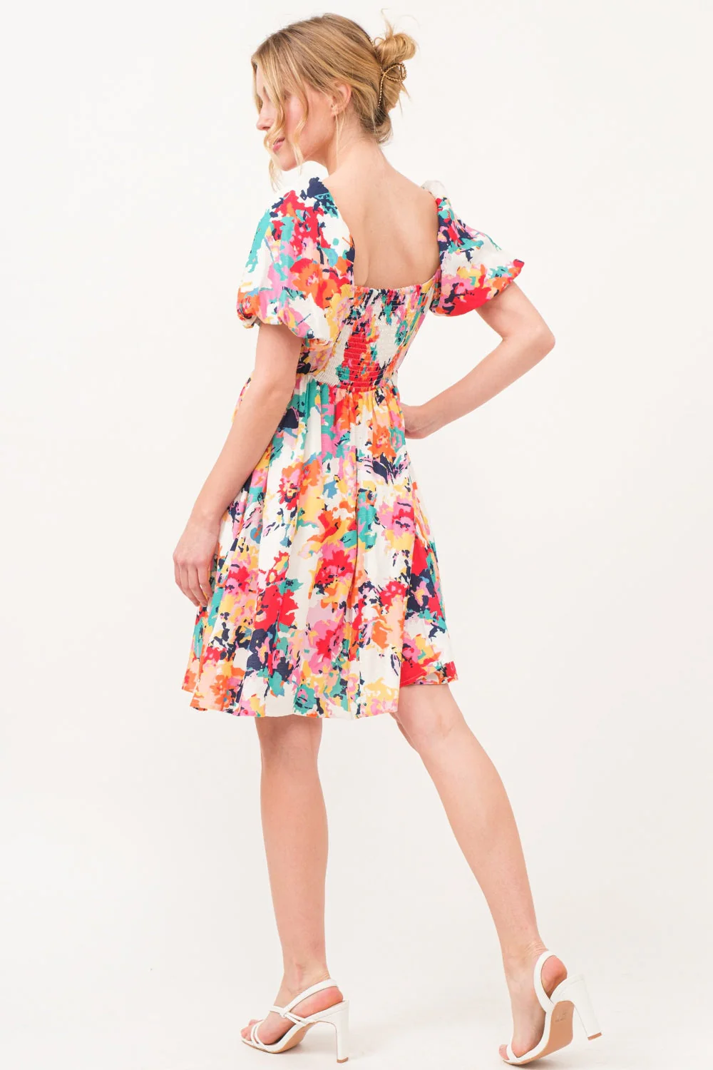 And The Why Square Neck Puff Sleeve Floral Dress - Image 5