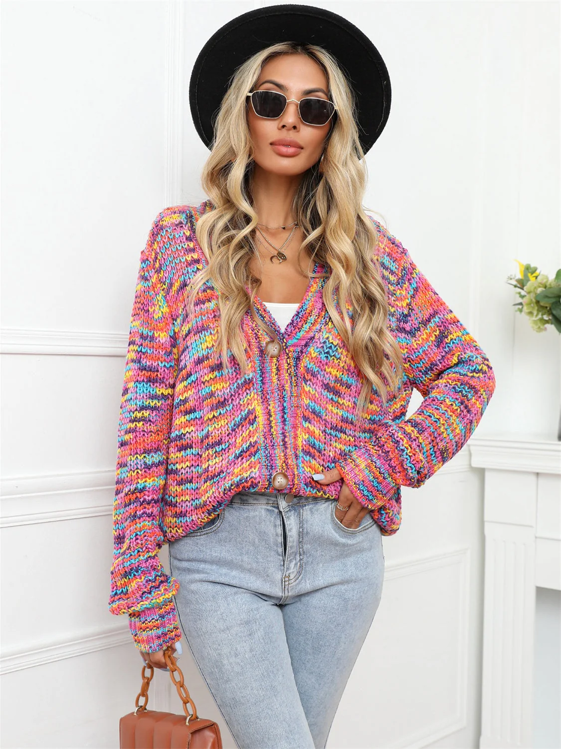 Angel Wings Button Up Dropped Shoulder Cardigan - Image 2