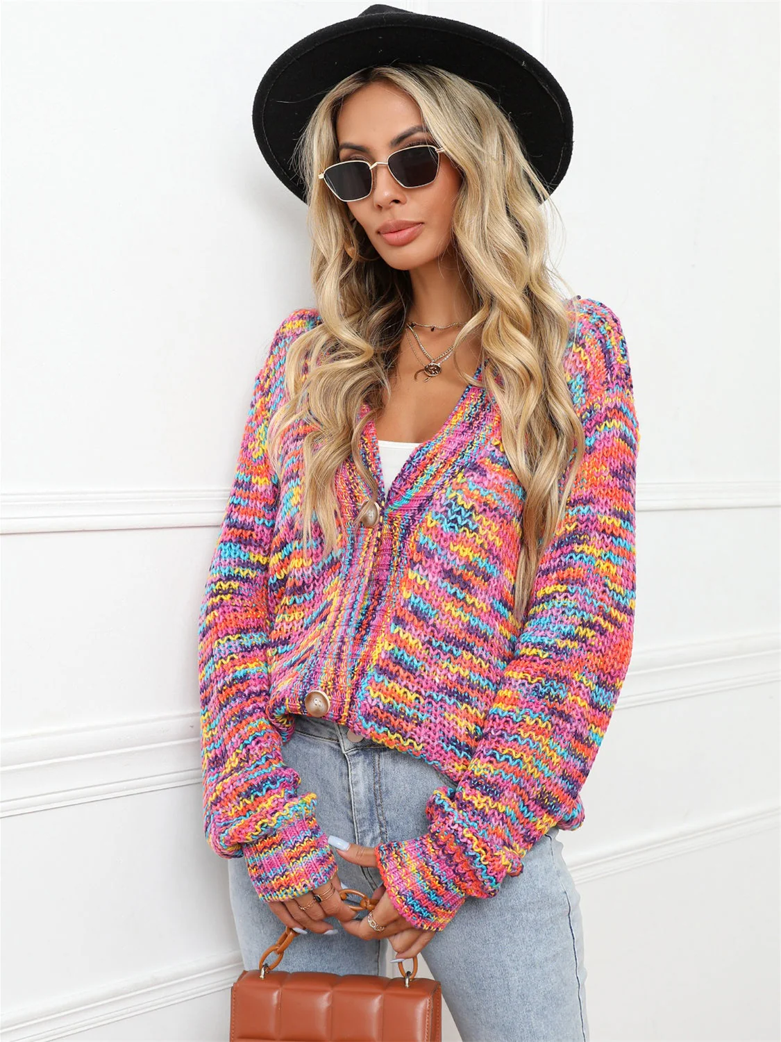 Angel Wings Button Up Dropped Shoulder Cardigan - Image 3