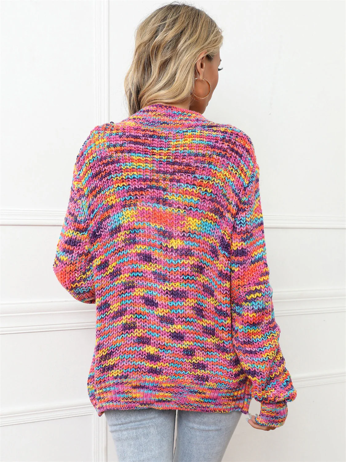 Angel Wings Button Up Dropped Shoulder Cardigan - Image 4
