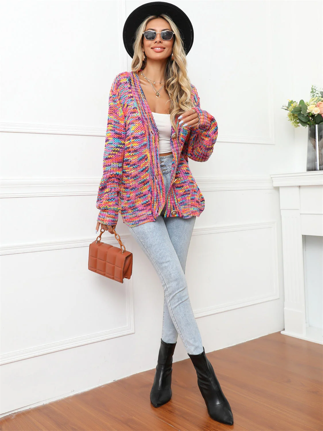 Angel Wings Button Up Dropped Shoulder Cardigan - Image 5