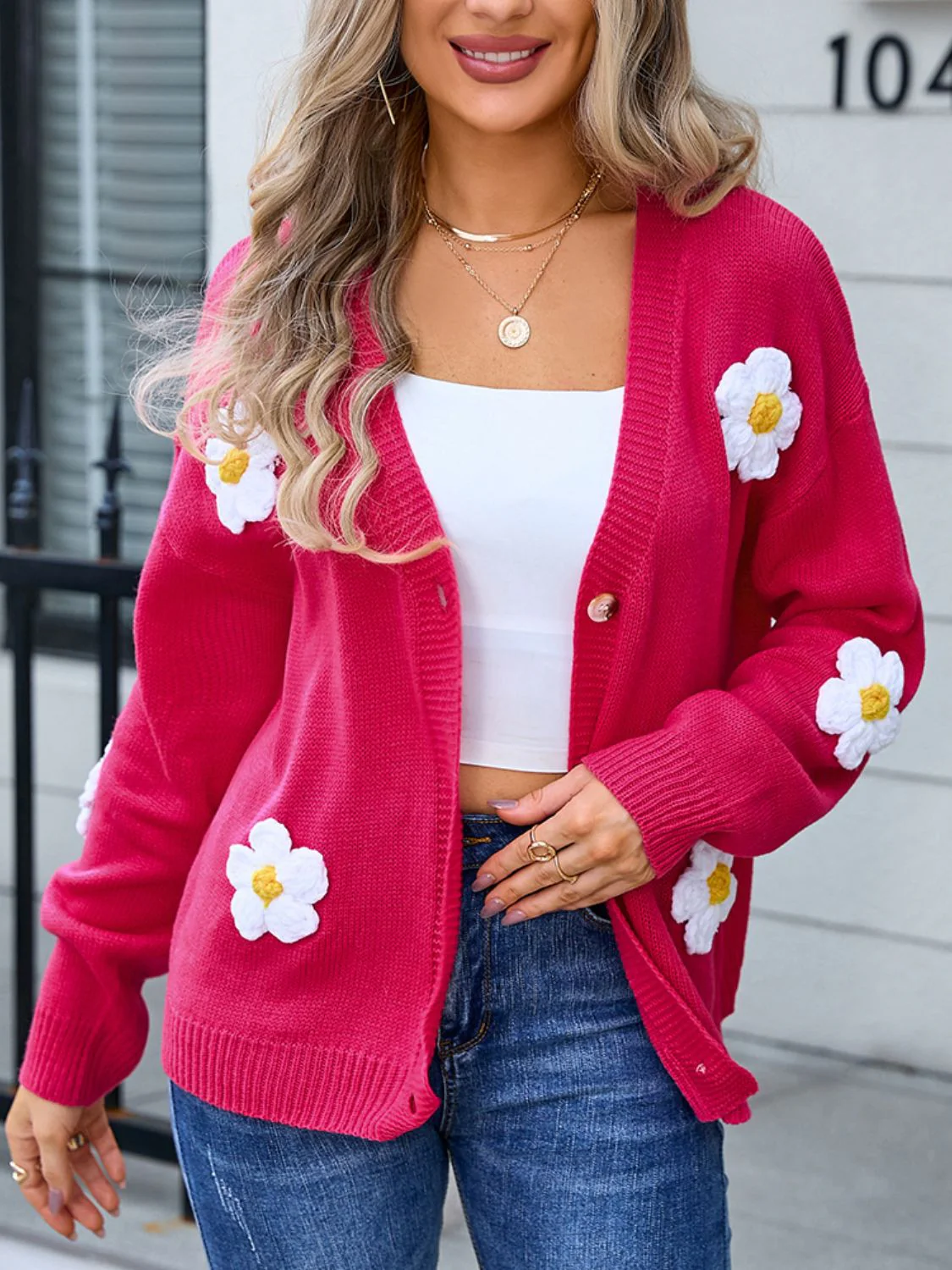 Angel Wings Crochet Flower Button Up Cardigan - Image 10