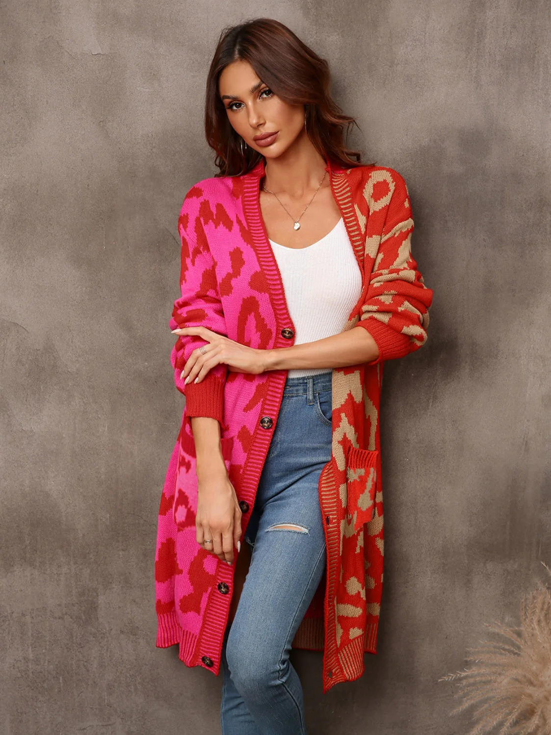 Angel Wings Leopard Button Down Longline Cardigan - Image 5