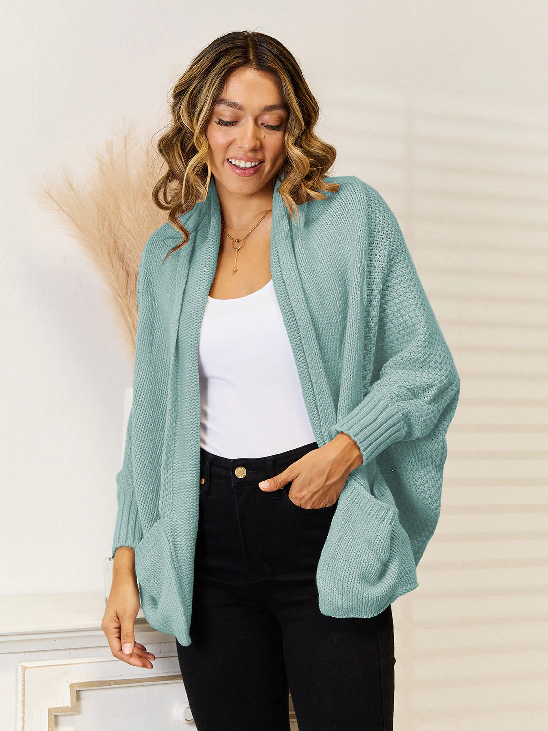 Angel Wings Open Front  Cardigan with Pockets - Image 10