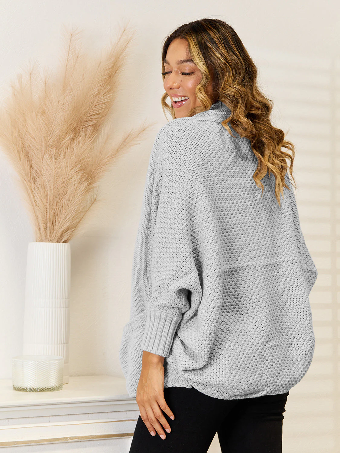 Angel Wings Open Front  Cardigan with Pockets - Image 3