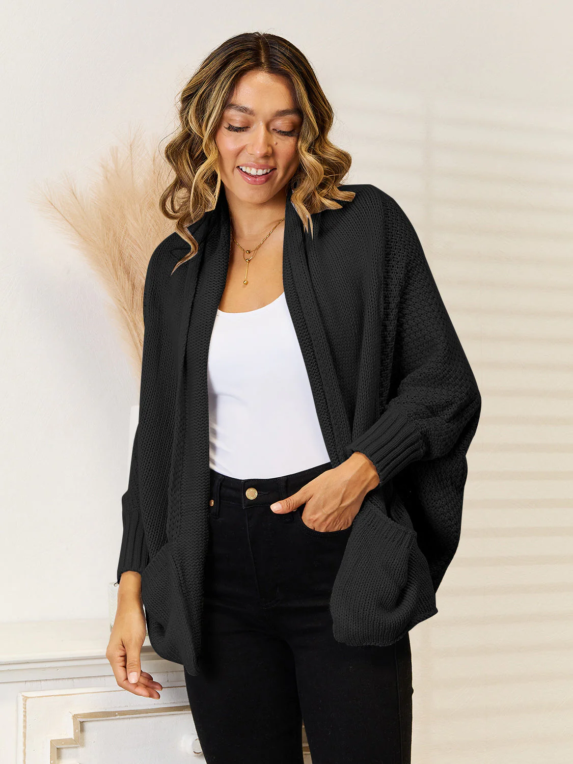 Angel Wings Open Front  Cardigan with Pockets - Image 6