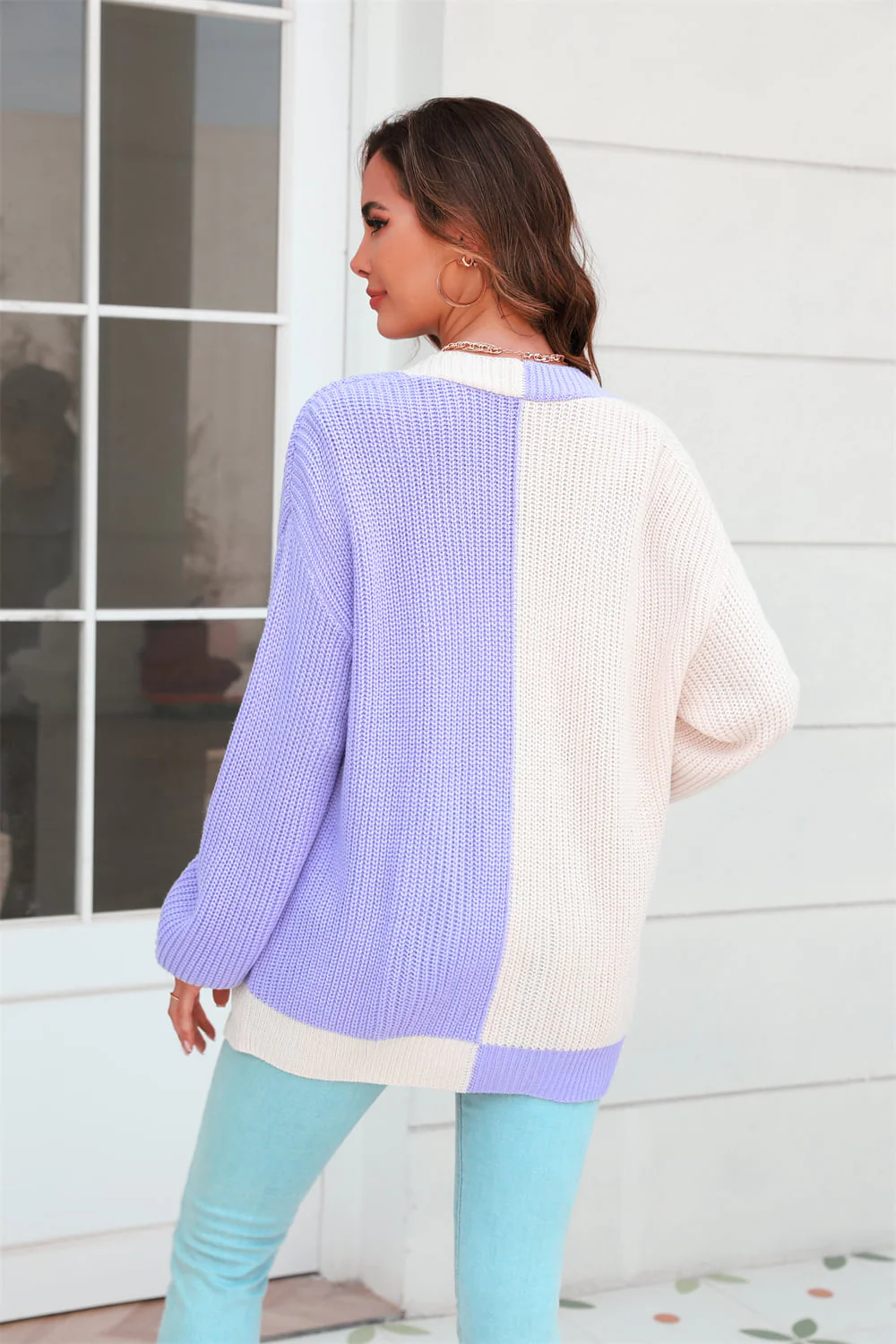 Angel Wings Open Front Contrast Color Balloon Sleeve Cardigan - Image 3
