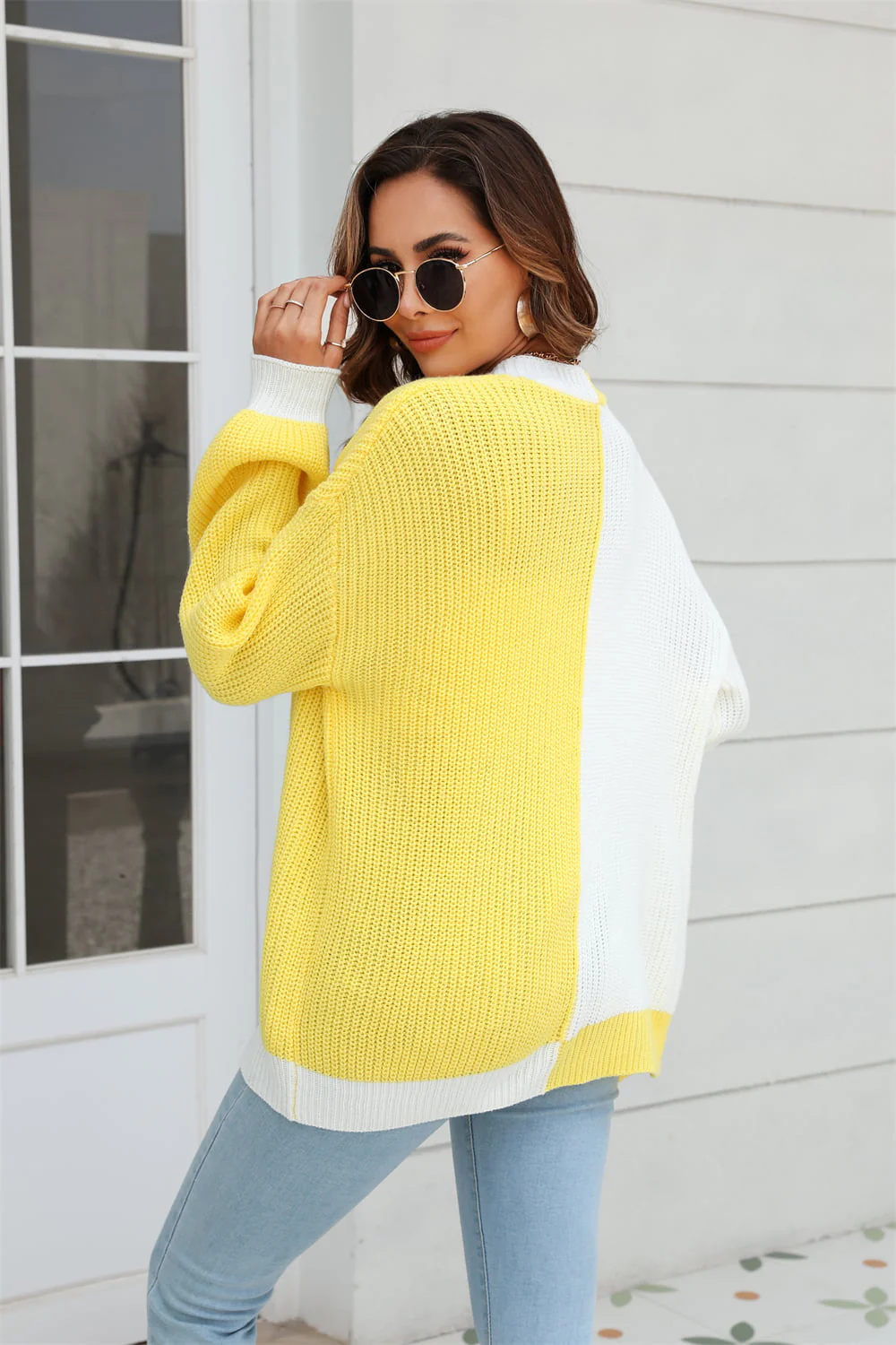 Angel Wings Open Front Contrast Color Balloon Sleeve Cardigan - Image 5