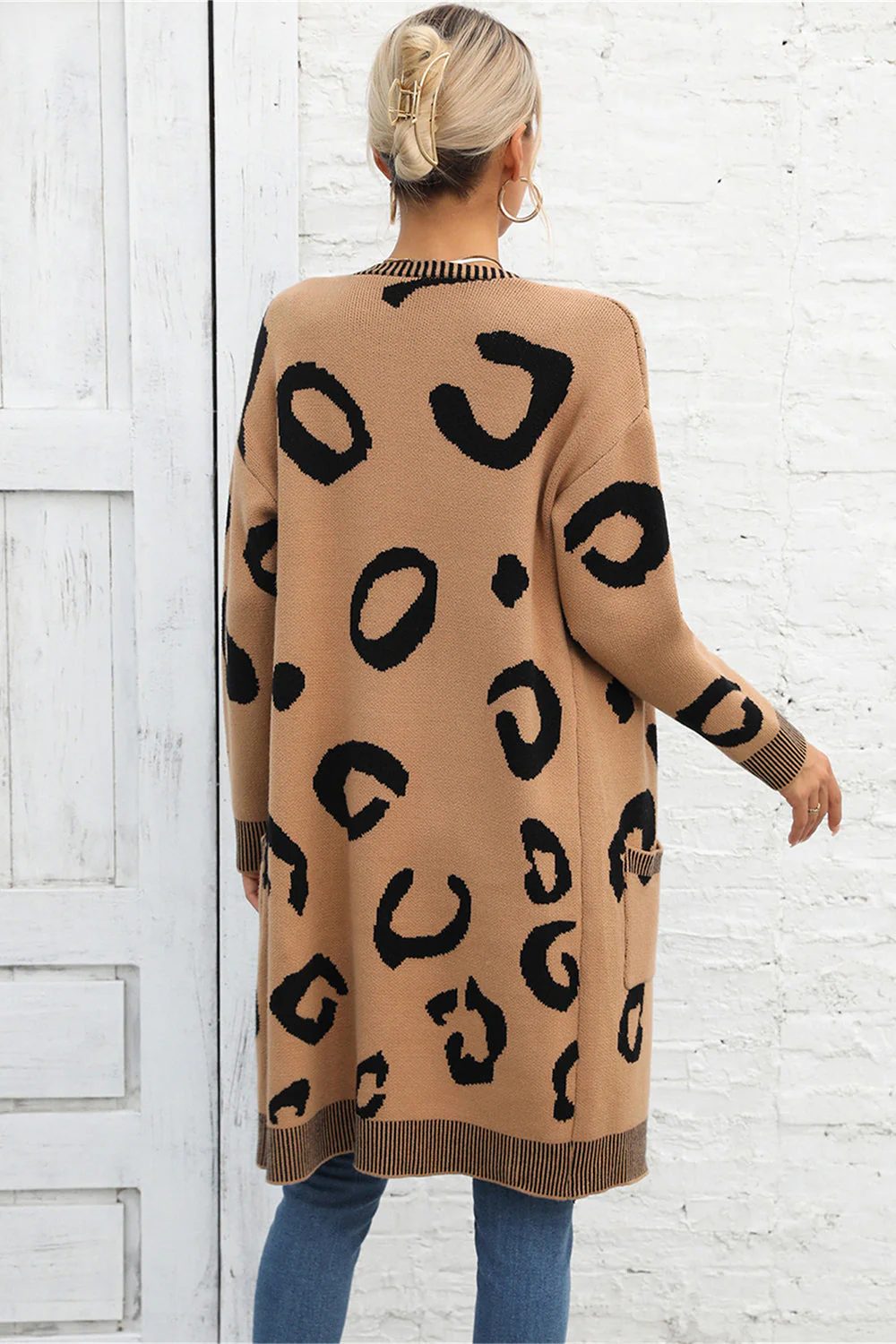 Angel Wings Printed Long Sleeve Cardigan with Pockets - Image 6