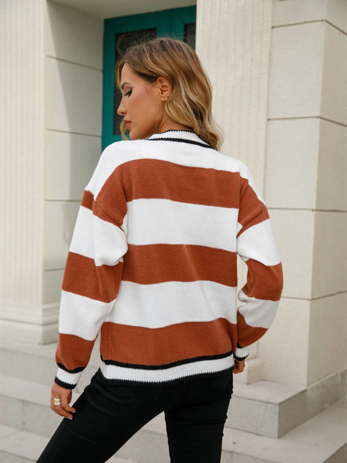 Angel Wings Striped Button Down Cardigan - Image 2