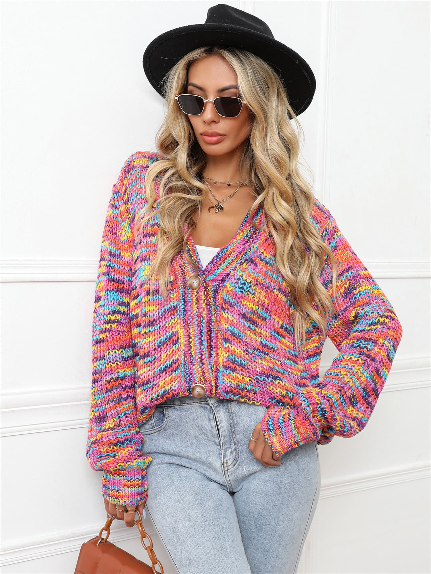 Angel Wings V-Neck Long Sleeve Cardigan - Image 4