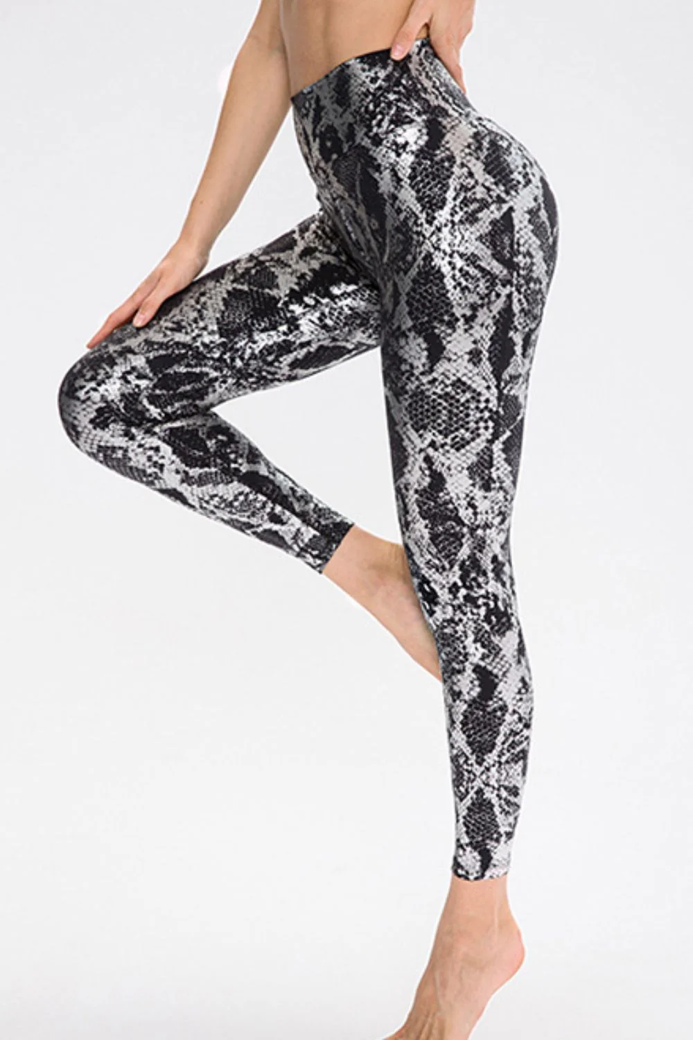 Animal Print Slim Fit Wide Waistband Long Sports Pants - Image 8