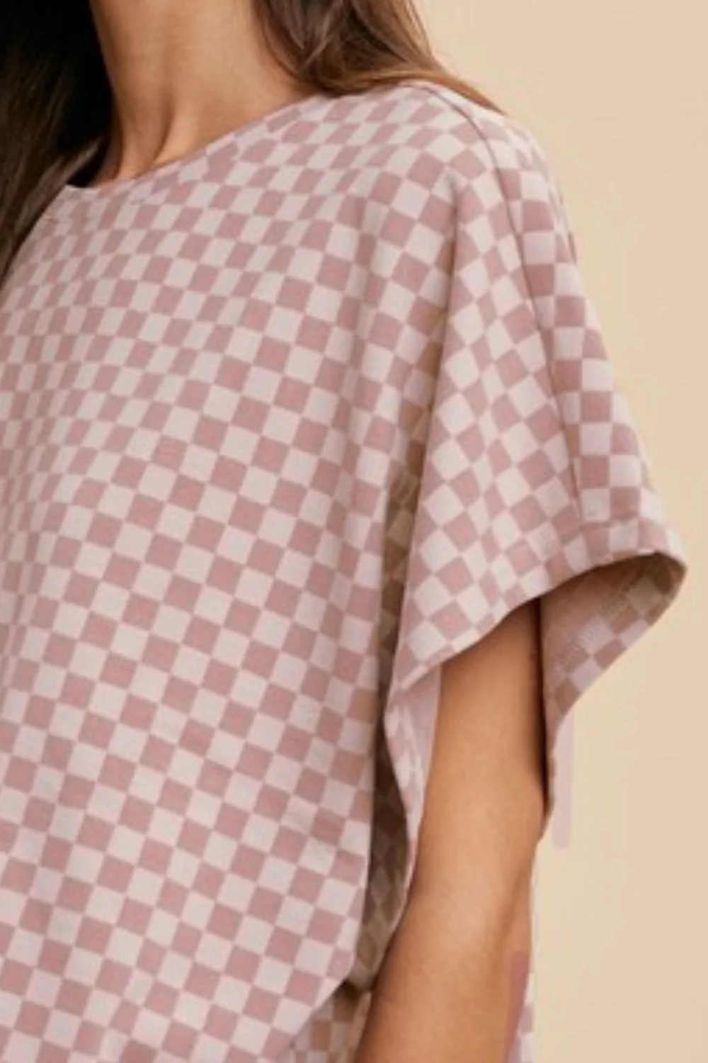 Annie Wear Checkered Round Neck Short Sleeve T-Shirt - Image 3