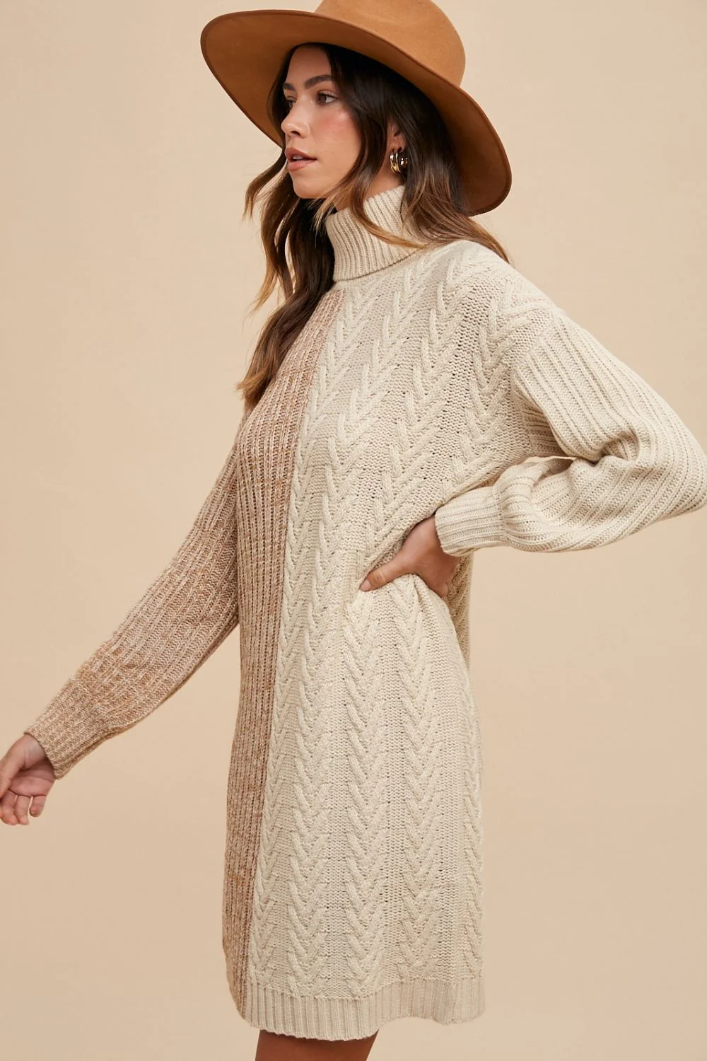 Annie Wear Color Block Turtleneck Sweater Dress - Image 3
