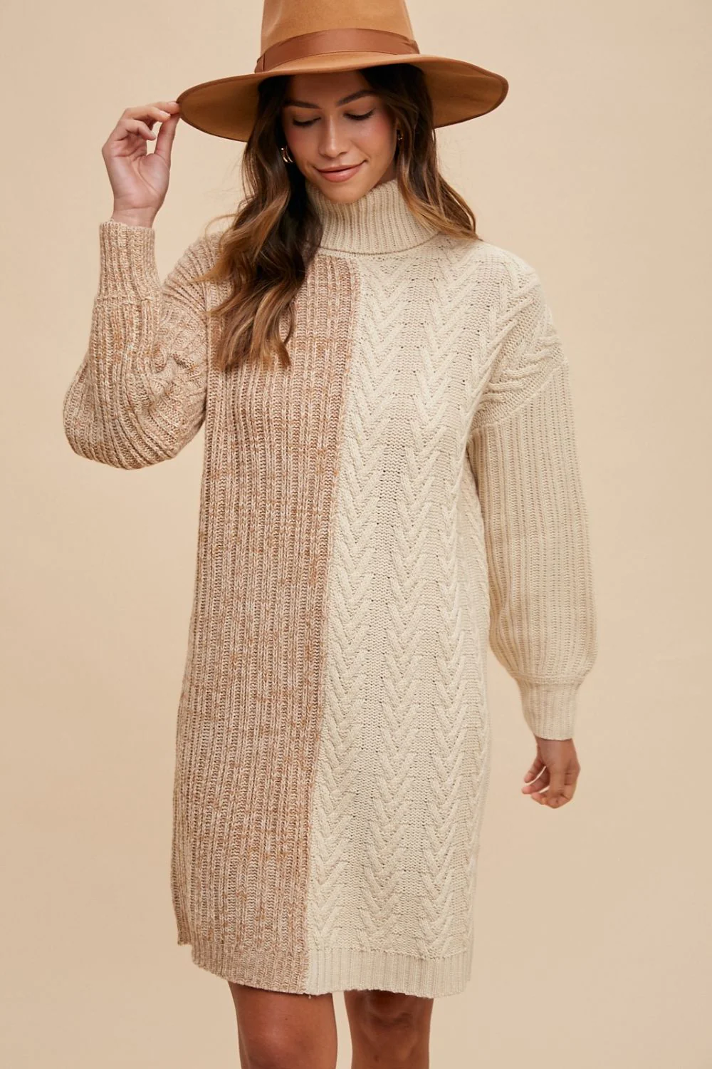 Annie Wear Color Block Turtleneck Sweater Dress - Image 4