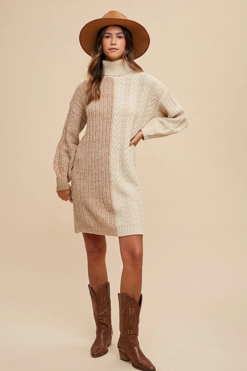 Annie Wear Color Block Turtleneck Sweater Dress - Image 6