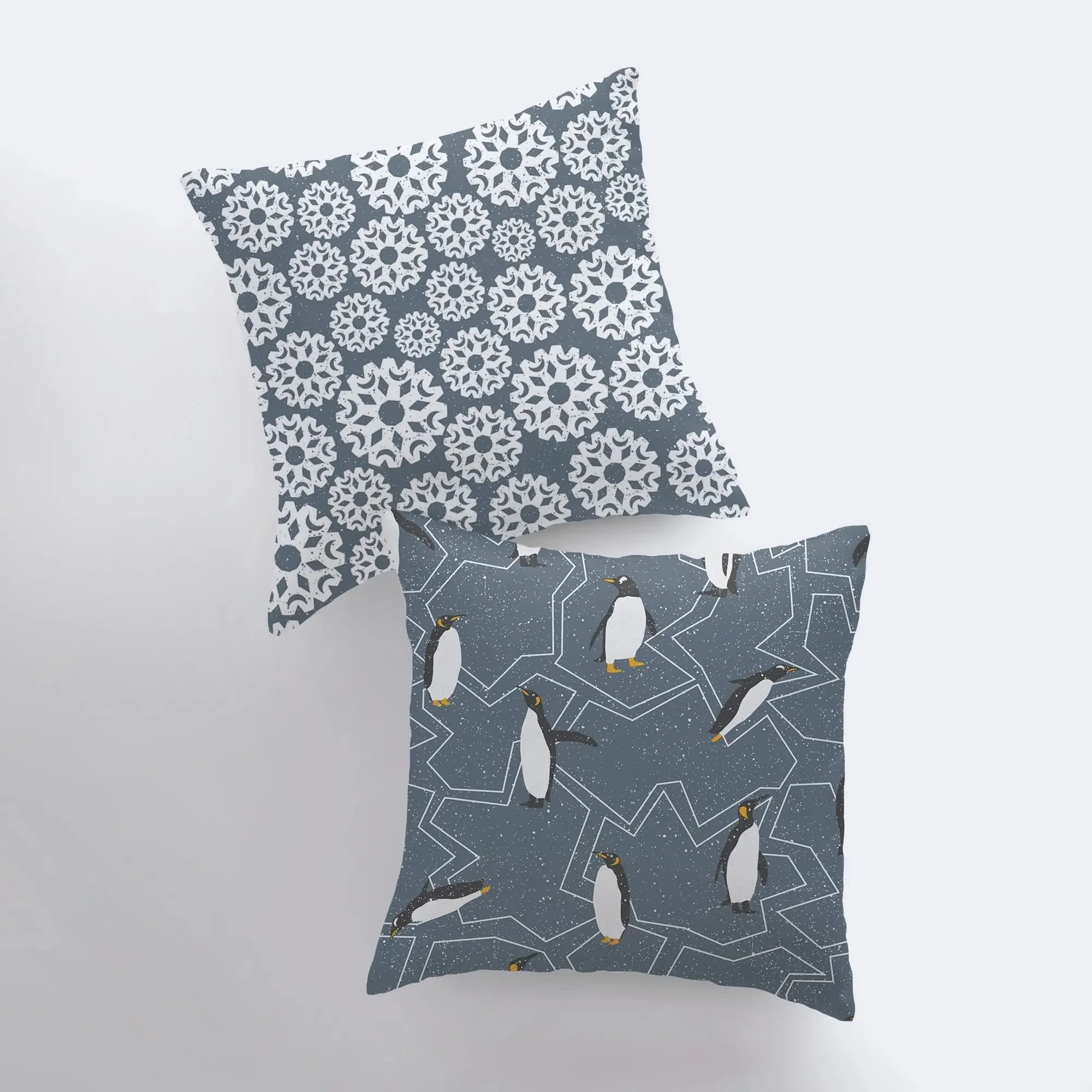 Arctic Penguin | Blue Pillow Cover | Home Decor | Throw Pillow | Snowflake Pillow | Christmas Pillow | Christmas tree | Christmas Gifts by UniikPillows - Image 4