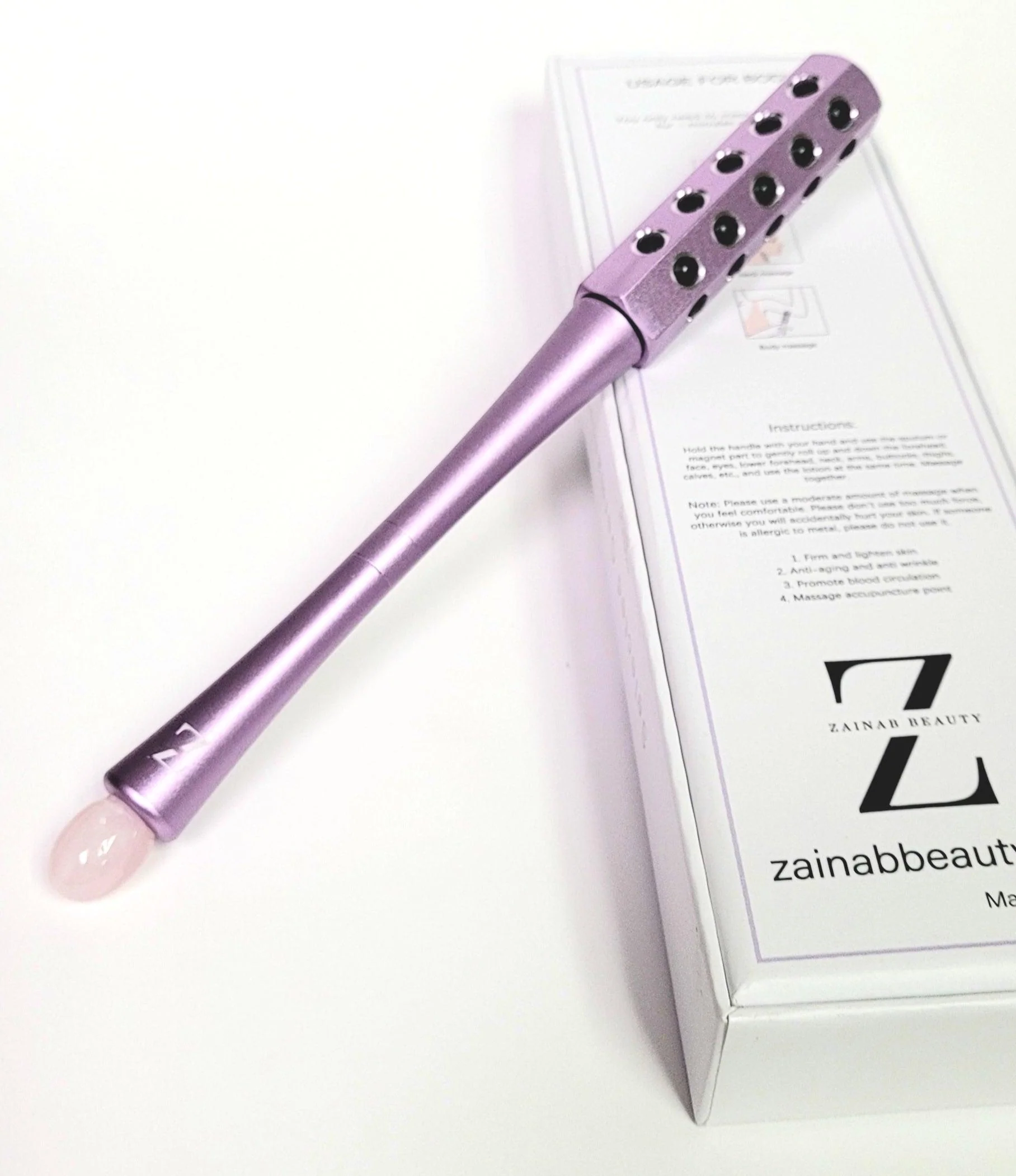 Aria Germanium Massage Roller with Rose Quartz stone by ZAQ Skin & Body - Image 2