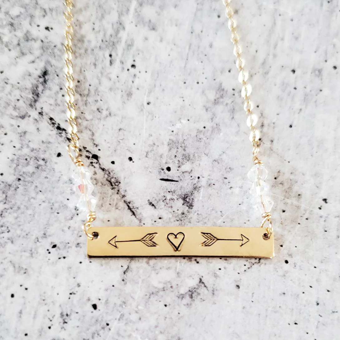 Arrow Bar Necklace with Crystal Accent by Salt and Sparkle - Image 2
