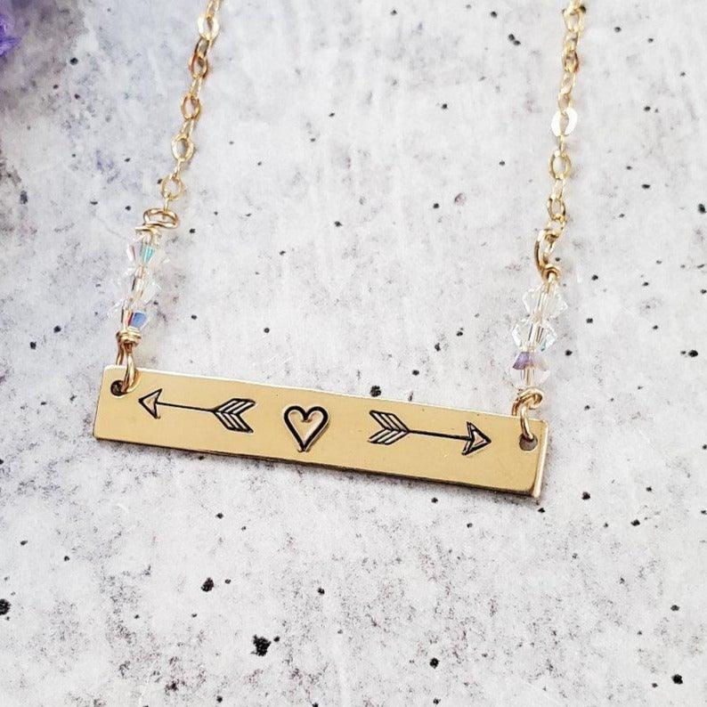 Arrow Bar Necklace with Crystal Accent by Salt and Sparkle - Image 3