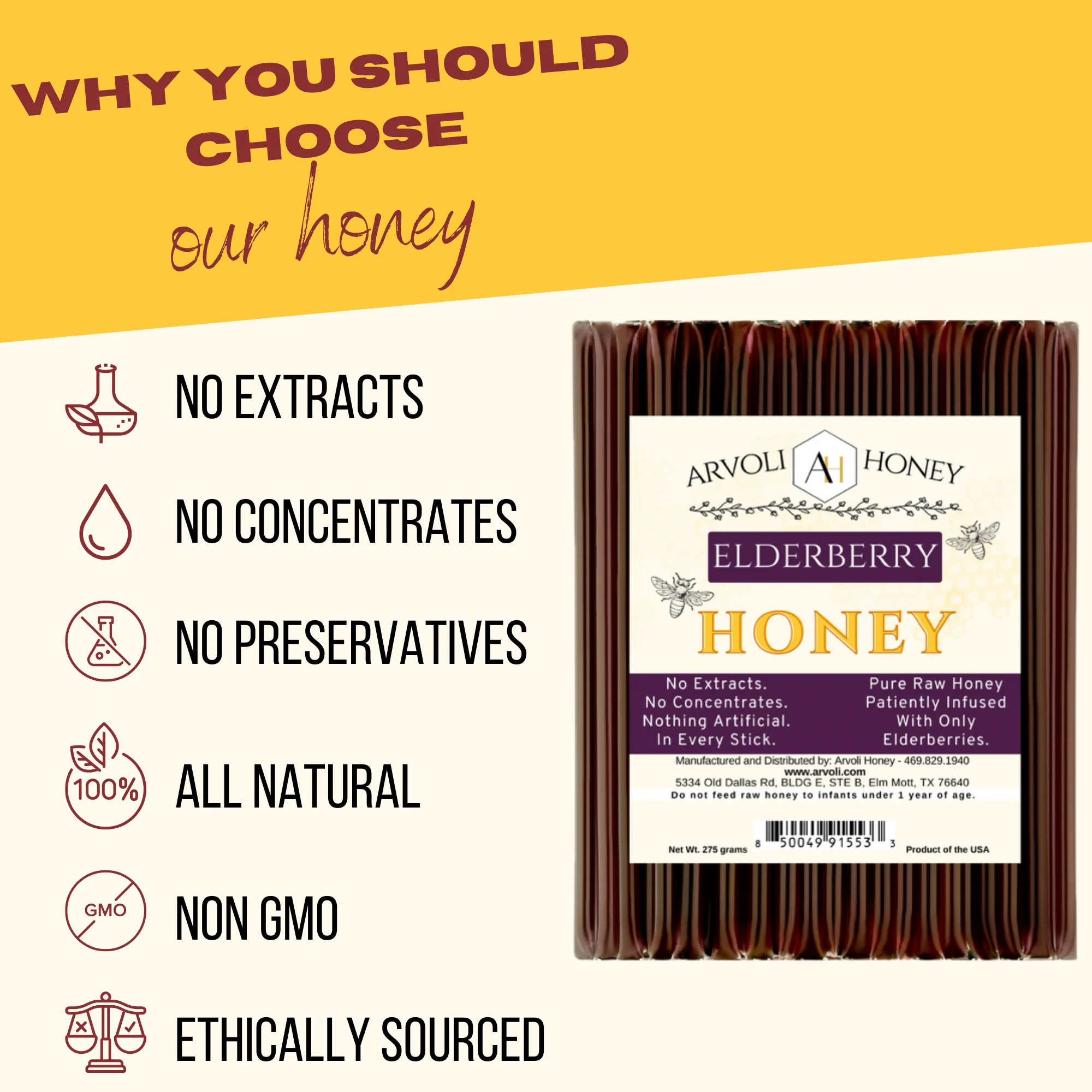 Arvoli Honey Elderberry infused Honey Sticks by Farm2Me - Image 4