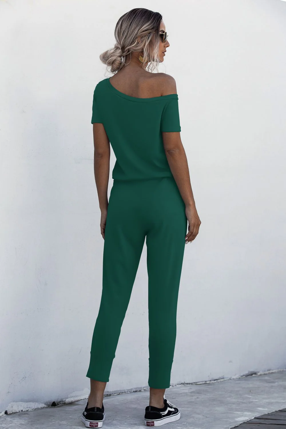 Asymmetrical Neck Tied Jumpsuit with Pockets - Image 12