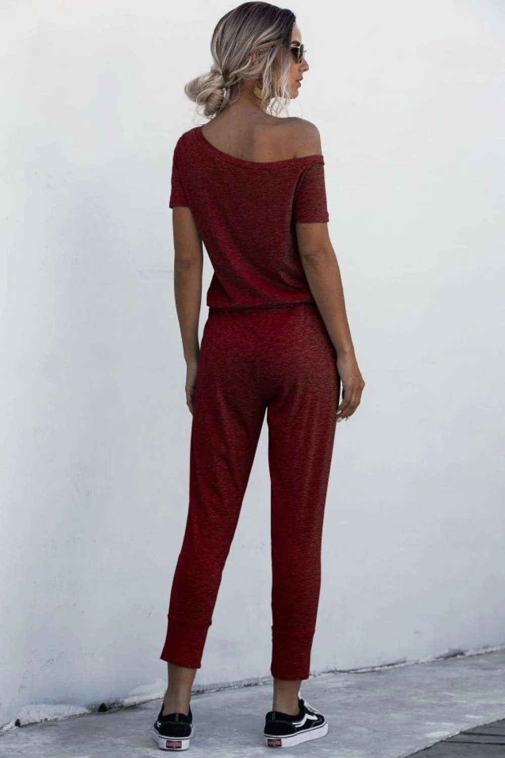 Asymmetrical Neck Tied Jumpsuit with Pockets - Image 9
