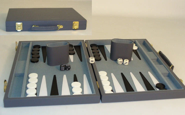 Backgammon - 18" Grey Vinyl Set - Image 2