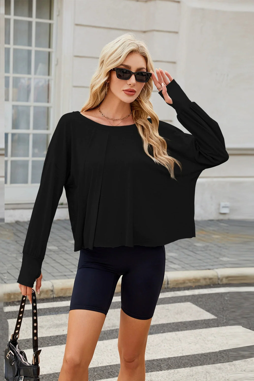 Backless Round Neck Long Sleeve T-Shirt - Image 4
