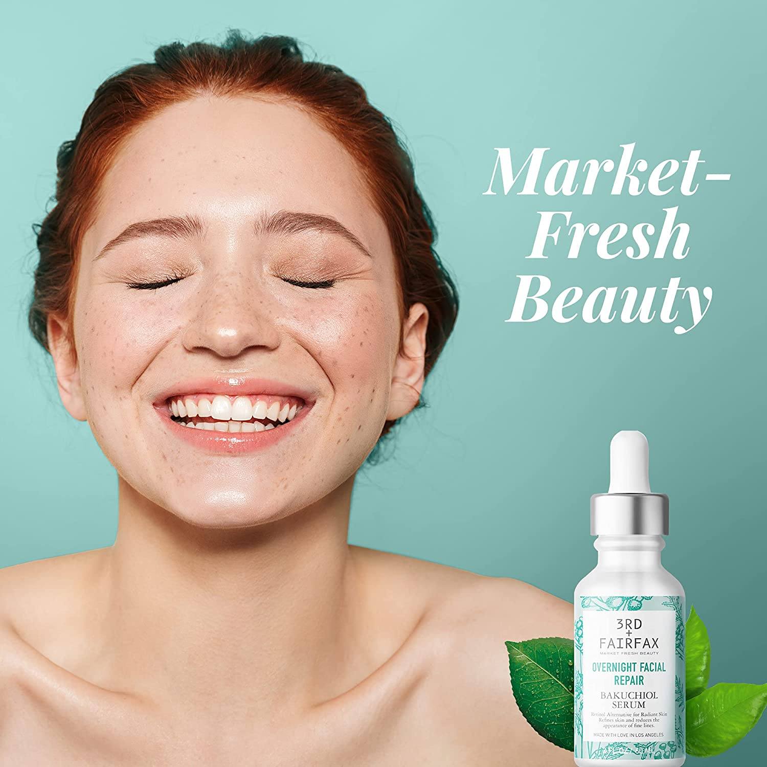 Bakuchiol Overnight Facial Repair Serum by 3rd + Fairfax Beauty, 2oz by  Los Angeles Brands - Image 4